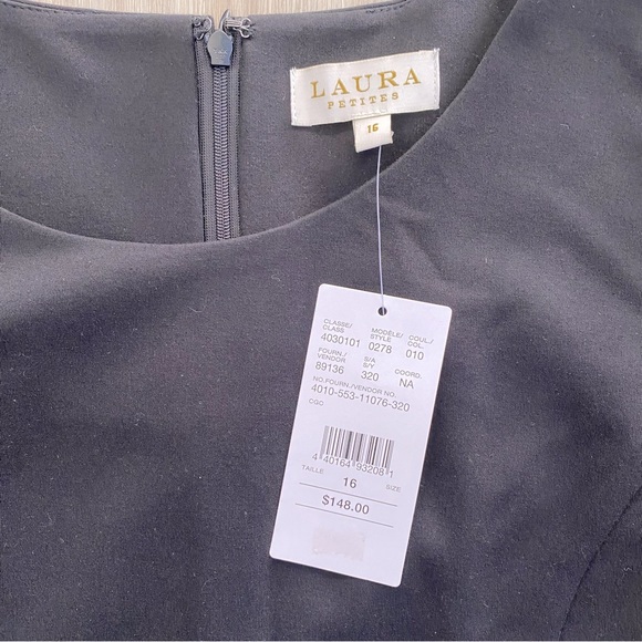 NWT Laura Petites Black Dress w/ Elbow Sleeves - Picture 4 of 10